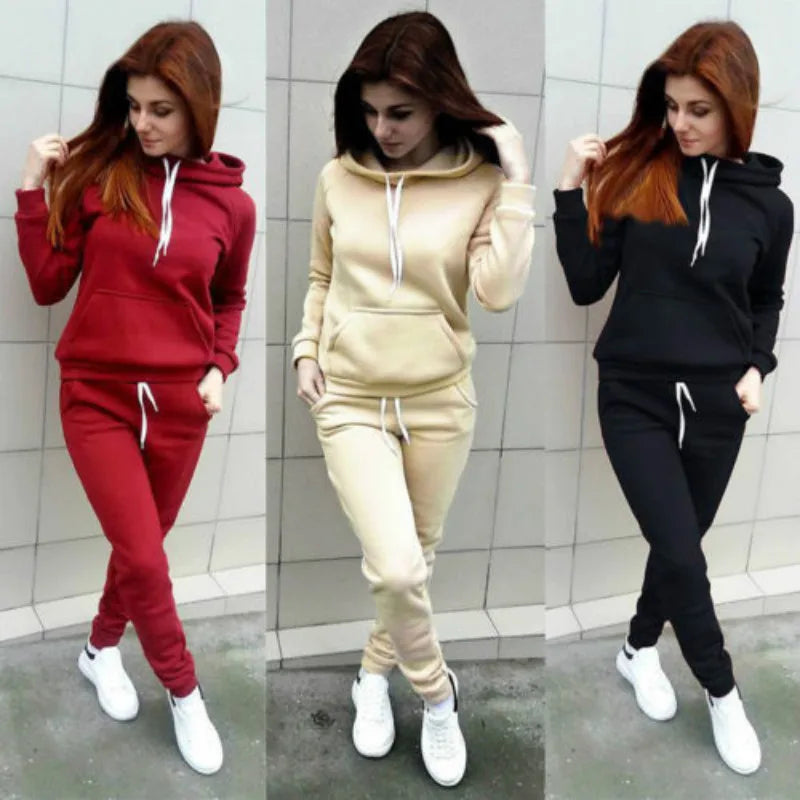 Ensemble Tracksuit Femme - Sweat à Capuche et Jogging en Coton Mélangé, Style Décontracté
