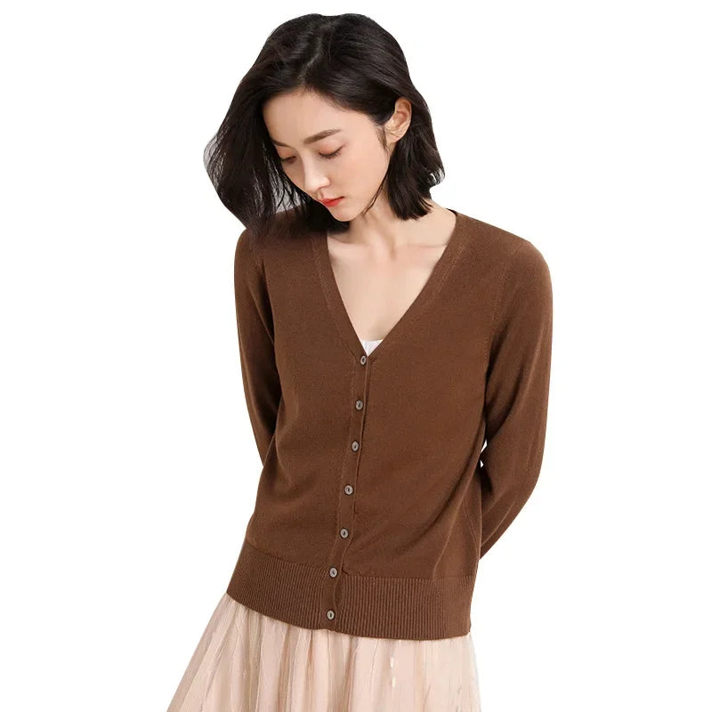 Cardi Chic - Cardigan Élégant en Maille pour femme, Confortable & Fashion, Coupe Fine et Col V