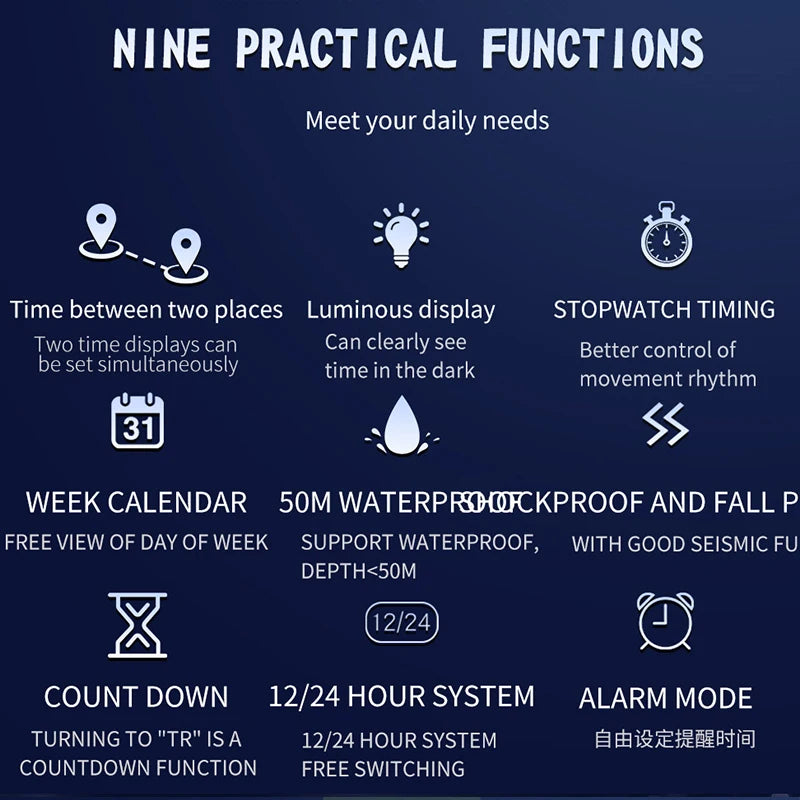 "Titan Outdoor Chrono" - Montre Électronique Sportive 50M présumée G Style avec Double Affichage et Fonction Alarme