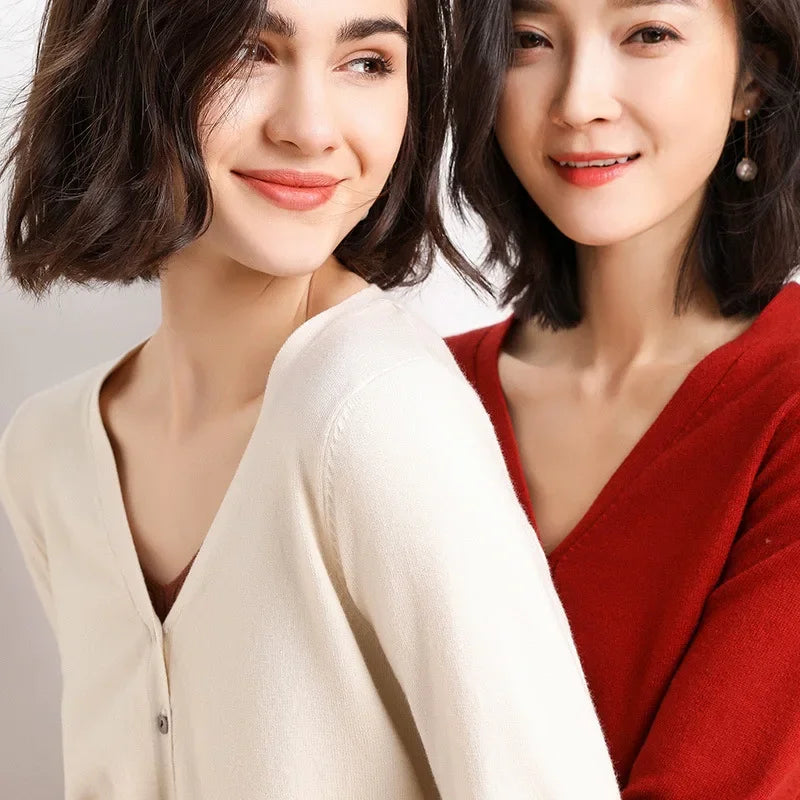Cardi Chic - Cardigan Élégant en Maille pour femme, Confortable & Fashion, Coupe Fine et Col V