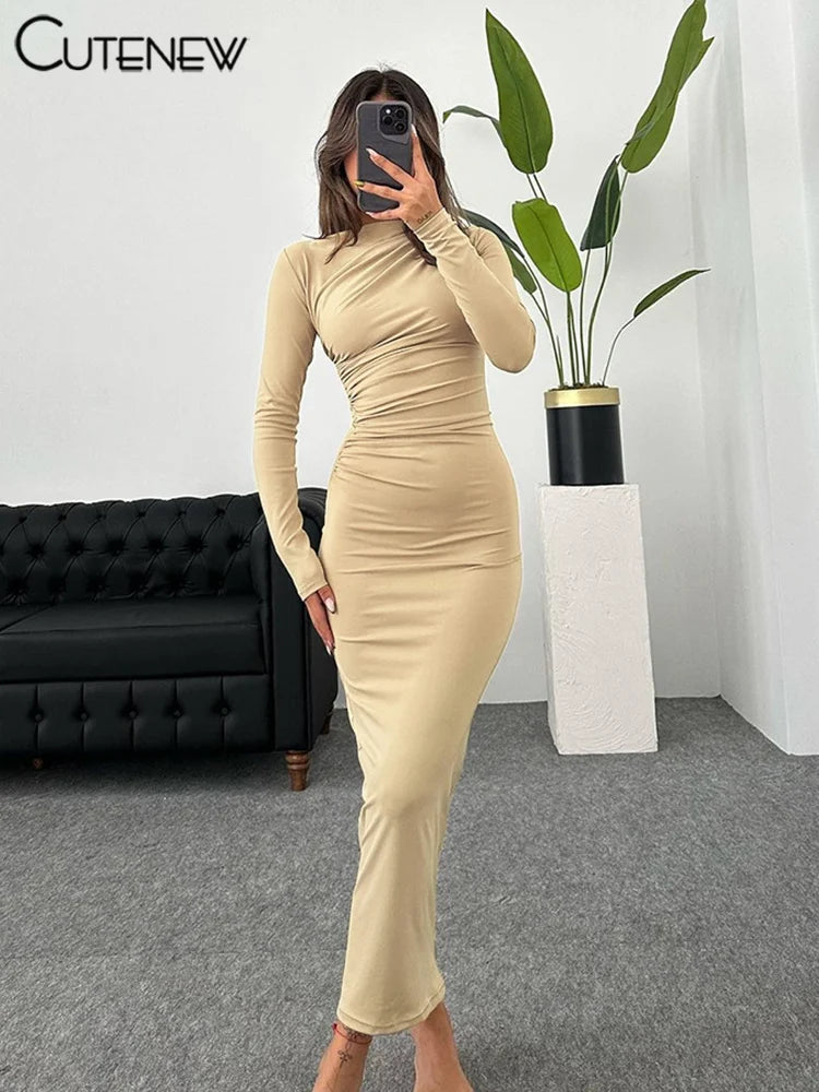 "Raffina" - Robe Longue à Manches Longues - Élégance et Confort pour Soirées