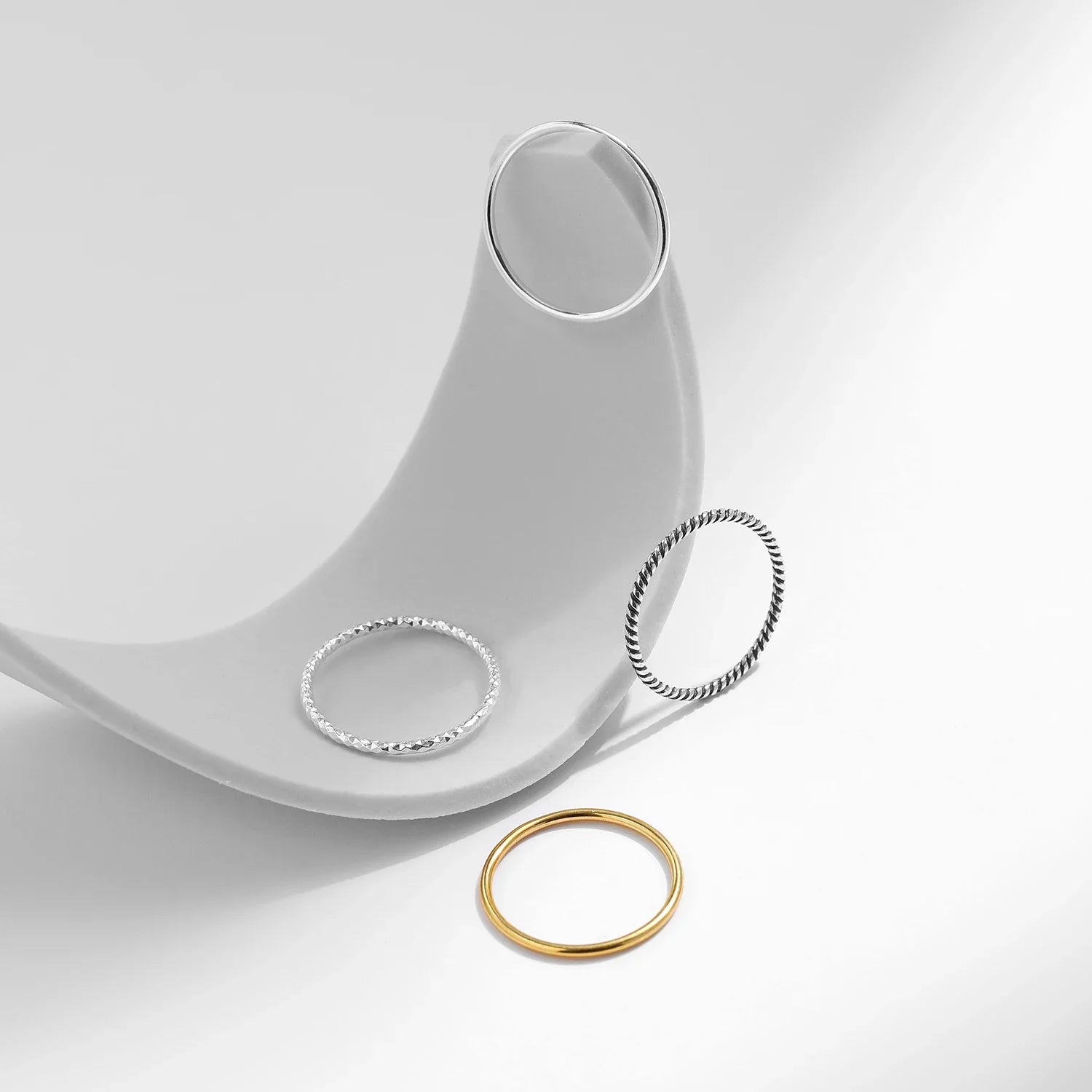 Ola de Plata - Bague Géométrique en Argent Sterling 925, Élégance Simple pour Femmes