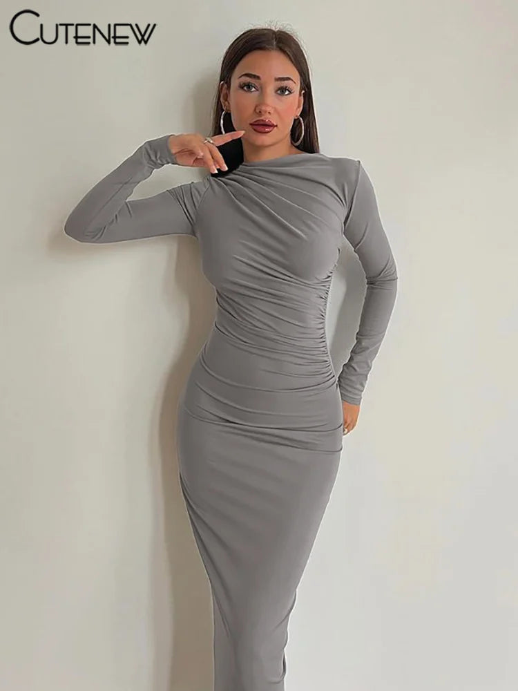 "Raffina" - Robe Longue à Manches Longues - Élégance et Confort pour Soirées