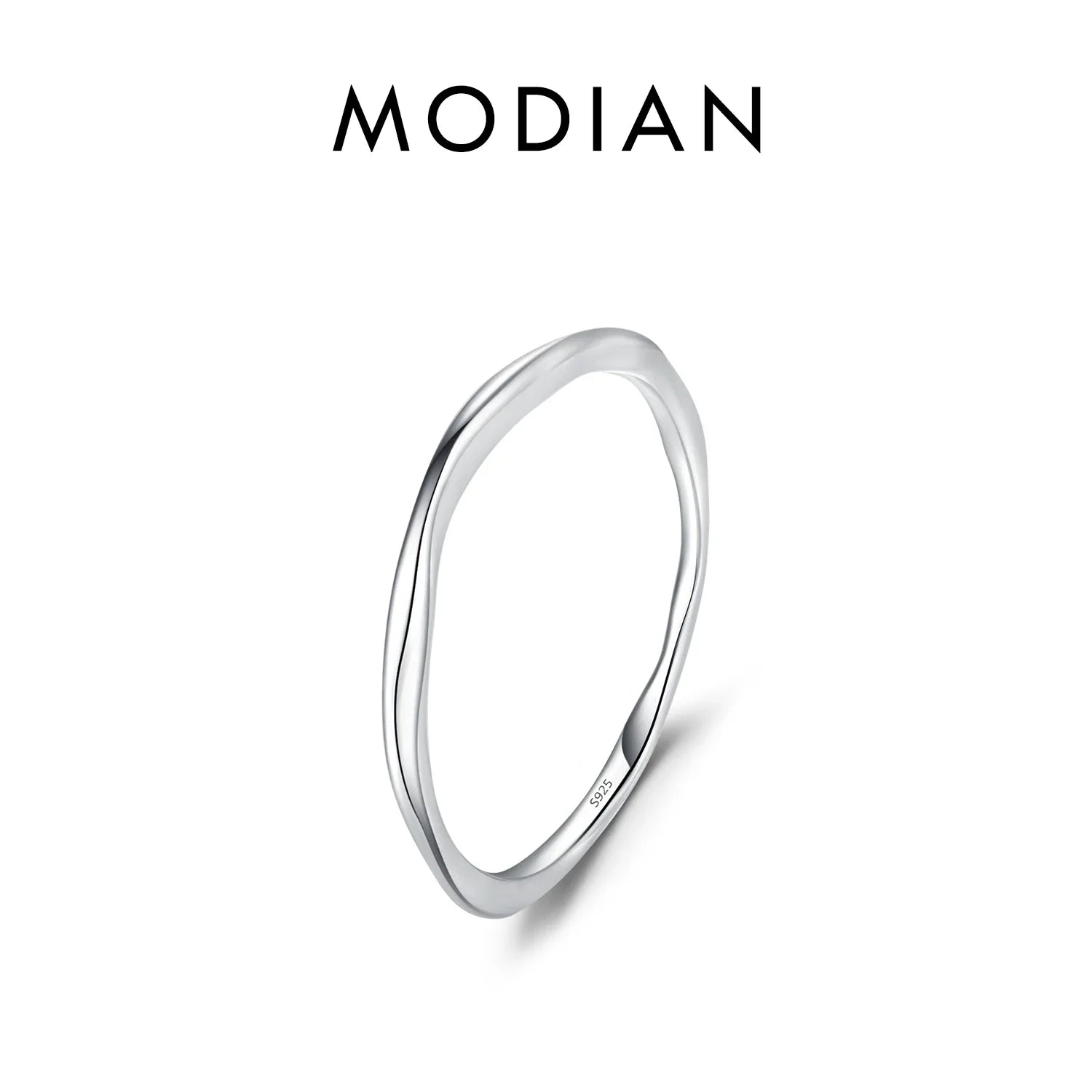 Ola de Plata - Bague Géométrique en Argent Sterling 925, Élégance Simple pour Femmes