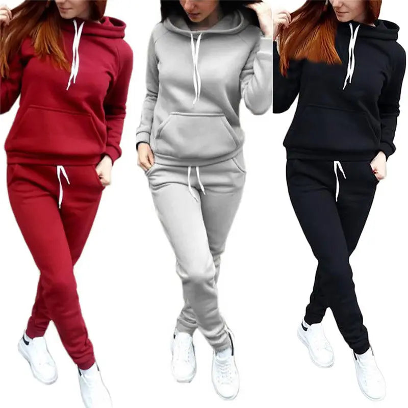 Ensemble Tracksuit Femme - Sweat à Capuche et Jogging en Coton Mélangé, Style Décontracté