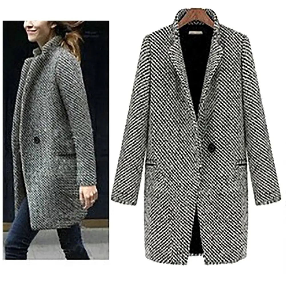 Carmen Lana - Manteau d’Hiver Stylé - Confort et Classe avec Son Design Slim Fit et Bouton Unique