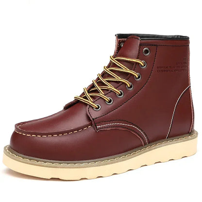 CowMan  - &quot;Bottes Hiver Homme en Cuir - Chaudes, Imperméables, Fait Main, Bottines à Lacets avec Fourrure, Antidérapantes et Confortables pour le Travail&quot;