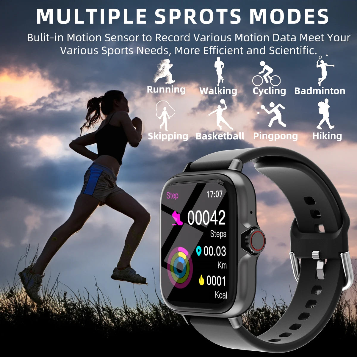 SmartView Aqua - Montre Intelligente Sportive pour iPhone et Android avec Suivi de Santé