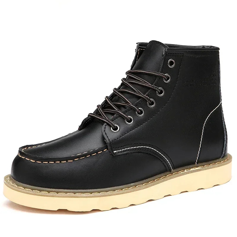 CowMan  - &quot;Bottes Hiver Homme en Cuir - Chaudes, Imperméables, Fait Main, Bottines à Lacets avec Fourrure, Antidérapantes et Confortables pour le Travail&quot;