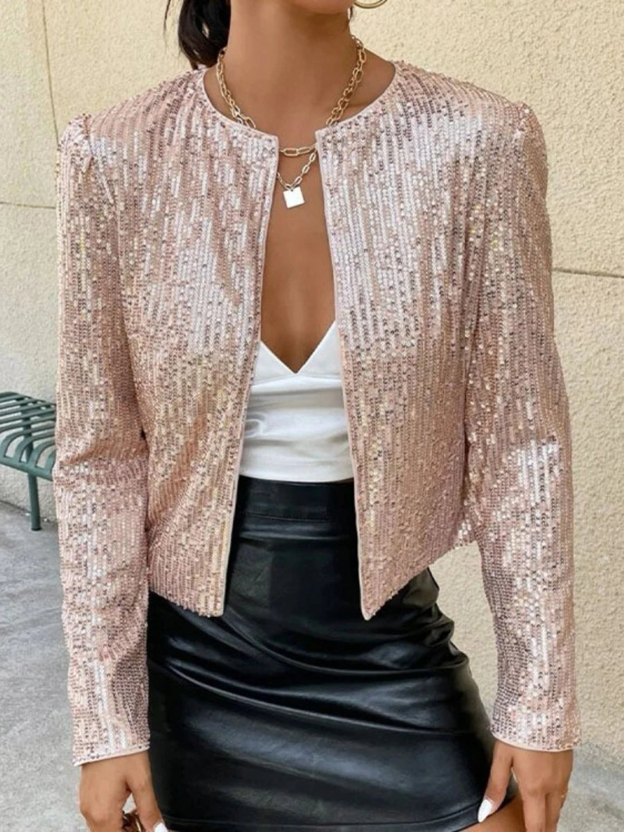 Blazer à Paillettes pour Femme, Coupe Slim et Élégante - Look Glamour Party, Clubbing, Streetwear