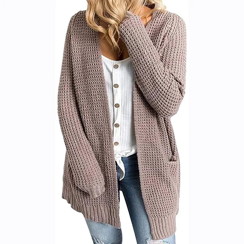 Cardicozy - Cardigan Femme Casual en Couleur Unie, Style Décontracté Confortable et Élégant