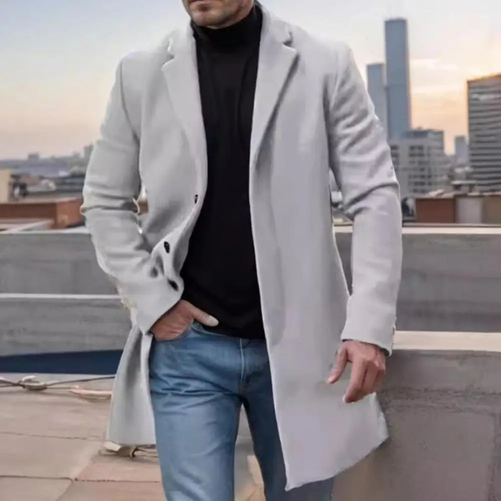 San Diego - Manteau Chic en Laine pour Homme, Manches Longues et Couleur Unie, Élégance Classique