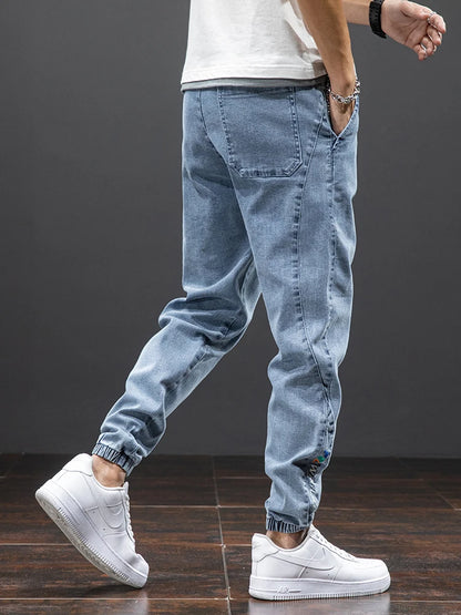 &quot;Street Style&quot; - Jeans Streetwear Mode, Jogger Denim Noir et Bleu, Pantalon Baggy Urbain jusqu&