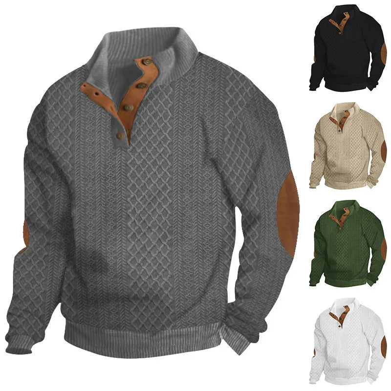 &quot;Paulo Marti&quot; - Sweat Jacquard Casual , Élégance et Simplicité - Style Unique en Maille Jacquard 