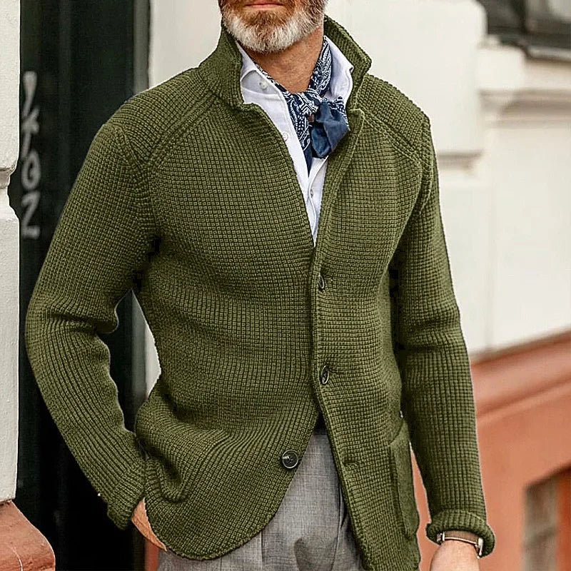 Harvard Knit - Cardigan Homme Slim-Fit Style Européen et Américain, Col Montant, Tricoté pour Automne et Hiver