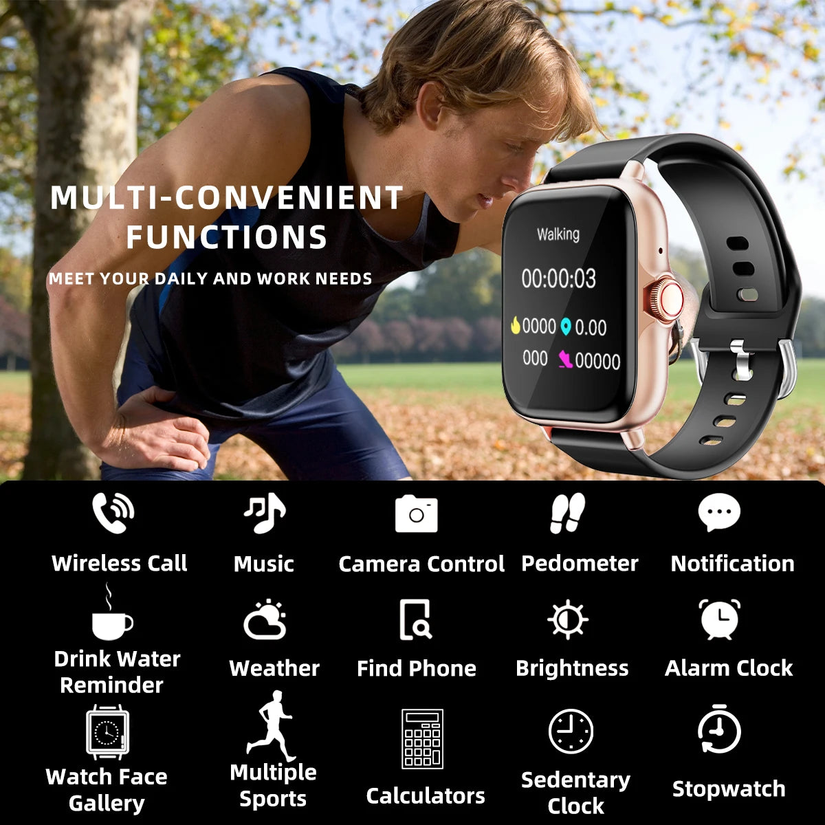 SmartView Aqua - Montre Intelligente Sportive pour iPhone et Android avec Suivi de Santé