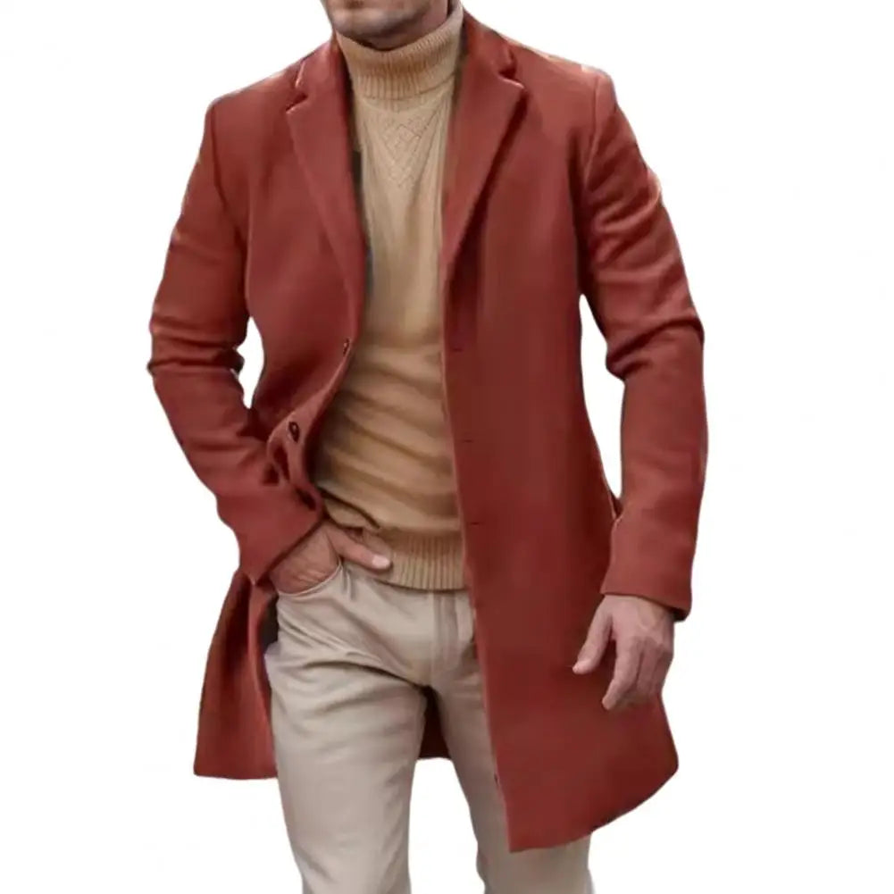 San Diego - Manteau Chic en Laine pour Homme, Manches Longues et Couleur Unie, Élégance Classique