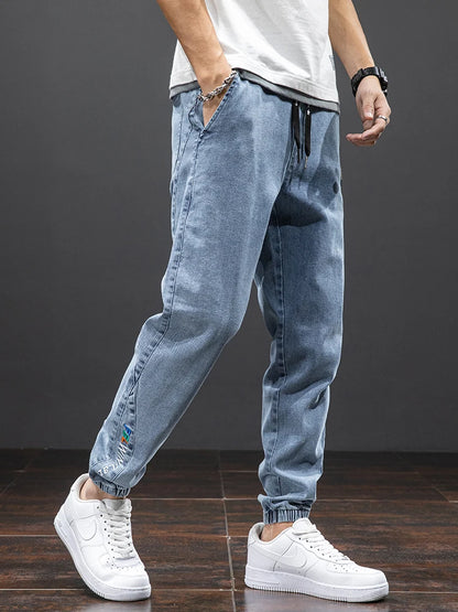 &quot;Street Style&quot; - Jeans Streetwear Mode, Jogger Denim Noir et Bleu, Pantalon Baggy Urbain jusqu&