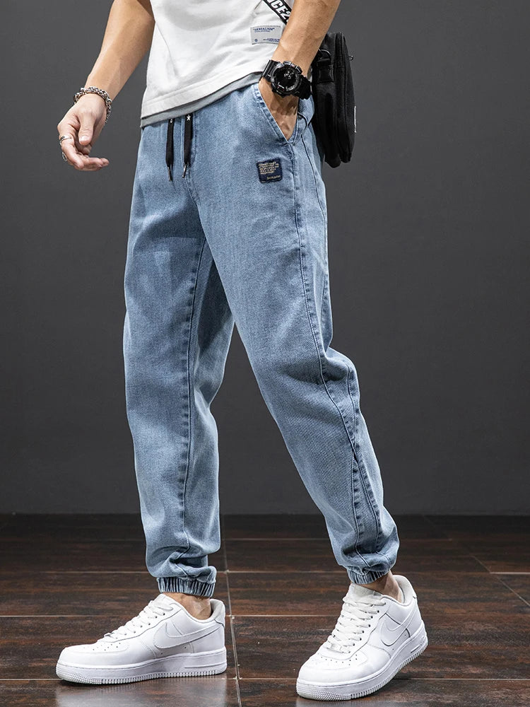 &quot;Street Style&quot; - Jeans Streetwear Mode, Jogger Denim Noir et Bleu, Pantalon Baggy Urbain jusqu&