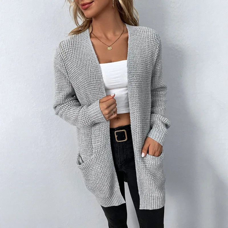 Cardicozy - Cardigan Femme Casual en Couleur Unie, Style Décontracté Confortable et Élégant