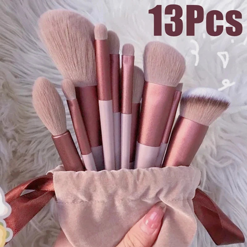 Kit de Pinceaux Maquillage Complet : 13 Pièces de Pinceaux Doux pour Teint, Yeux et Lèvres