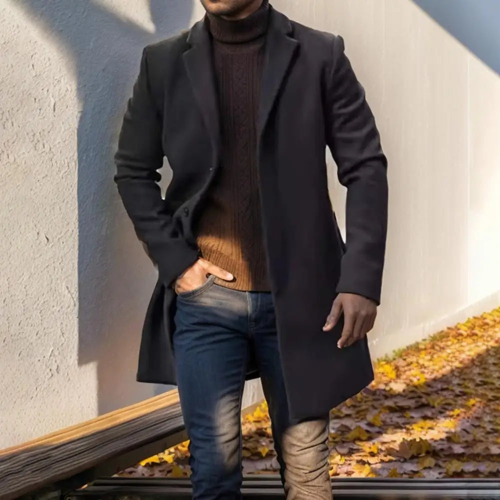 San Diego - Manteau Chic en Laine pour Homme, Manches Longues et Couleur Unie, Élégance Classique