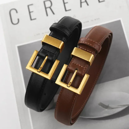 Cinture Classica - Ceinture en Cuir avec Boucle Or Carrée Luxueux