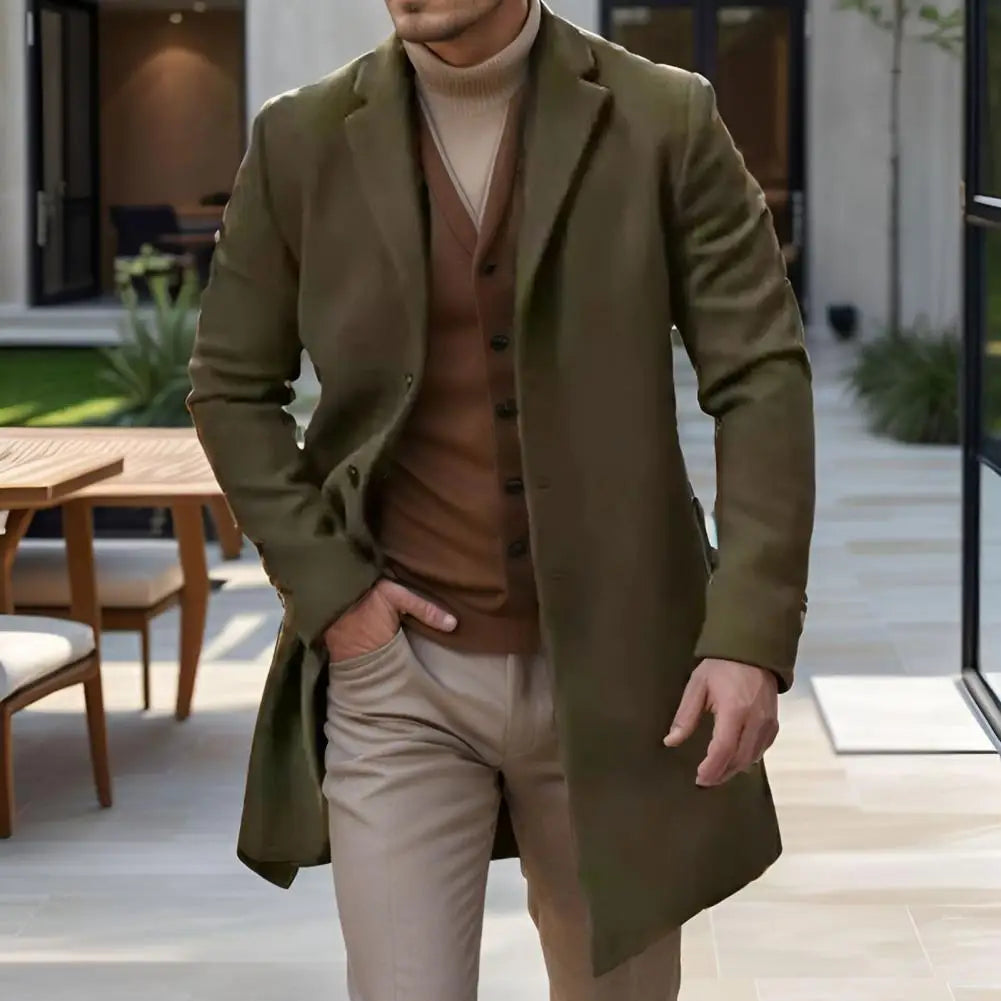 San Diego - Manteau Chic en Laine pour Homme, Manches Longues et Couleur Unie, Élégance Classique