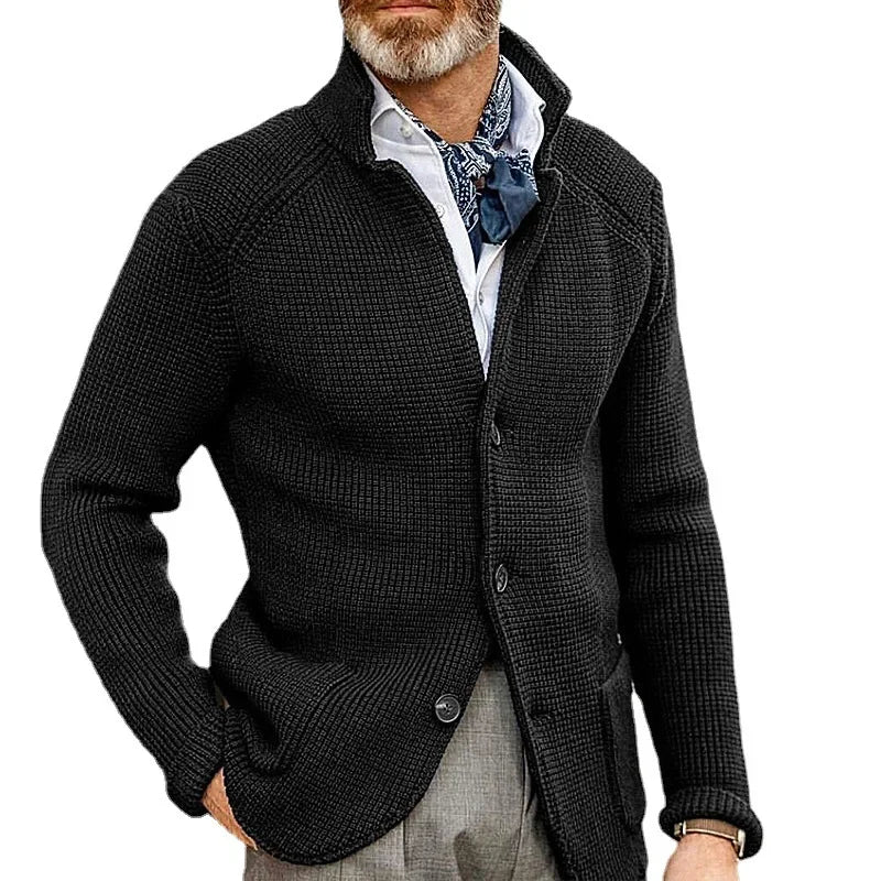 Harvard Knit - Cardigan Homme Slim-Fit Style Européen et Américain, Col Montant, Tricoté pour Automne et Hiver