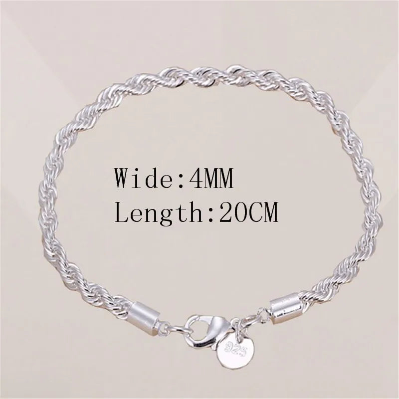 Eternal Twist - Bracelet Chaîne Torsadée en Argent, Bijou Élégant pour Homme et Femme