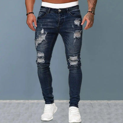 &quot;Style brut&quot; - Jeans Déchiré Vintage pour Homme avec Effet Peint, Ajusté et Moderne