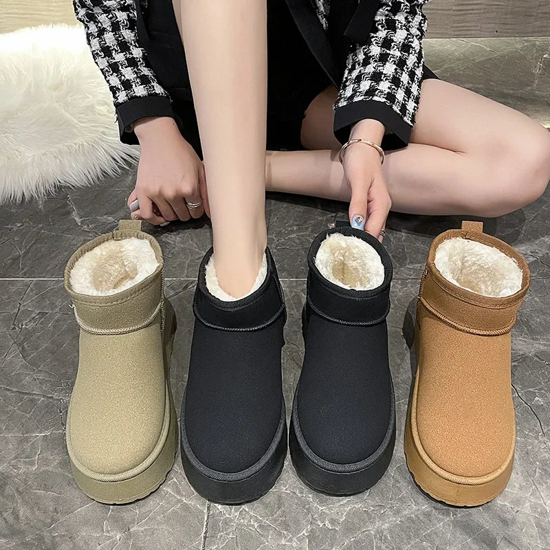 Bottines Hiver en Microfibre avec Doublure Peluche - Confortables, Chaudes et Douces pour Femme