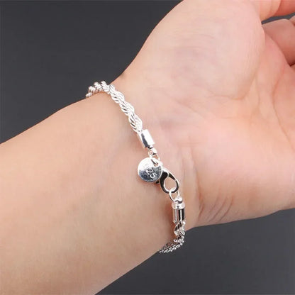 Eternal Twist - Bracelet Chaîne Torsadée en Argent, Bijou Élégant pour Homme et Femme