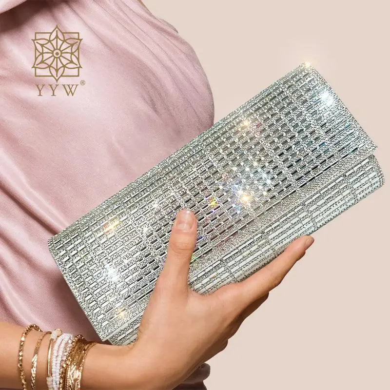 Estrella Argentée - Sac Épaule Brillant Luxe, Pochette de Soirée Dorée &amp; Argentée pour Femmes