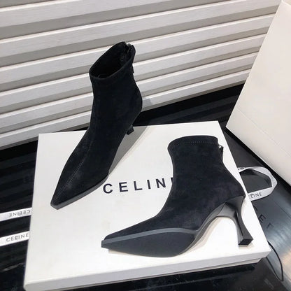 Félina - Bottines à Talons Hauts Imprimé Léopard pour Femme, Style Moderne