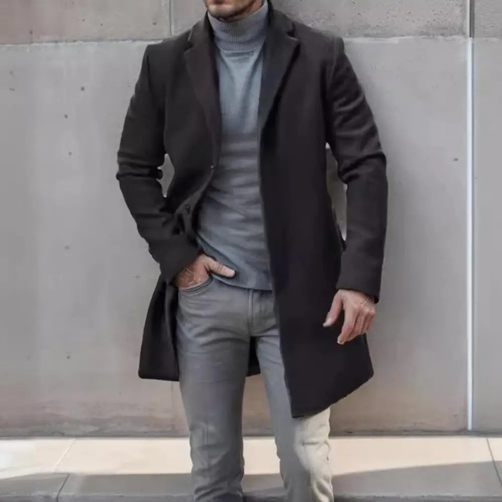 San Diego - Manteau Chic en Laine pour Homme, Manches Longues et Couleur Unie, Élégance Classique