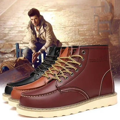 CowMan  - &quot;Bottes Hiver Homme en Cuir - Chaudes, Imperméables, Fait Main, Bottines à Lacets avec Fourrure, Antidérapantes et Confortables pour le Travail&quot;